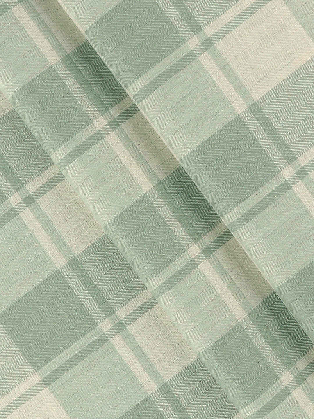 Men 100%Cotton Green Checked Shirt Fabric Grand Unique