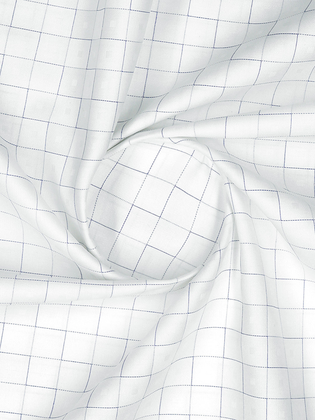 Men Cotton Checked White Shirt Fabric Jackpot