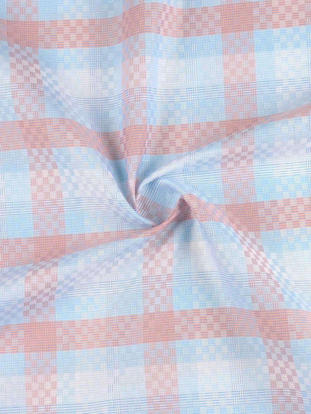 Men 100% Giza Cotton Self Design Light Blue Shirt Fabric Casino Grand