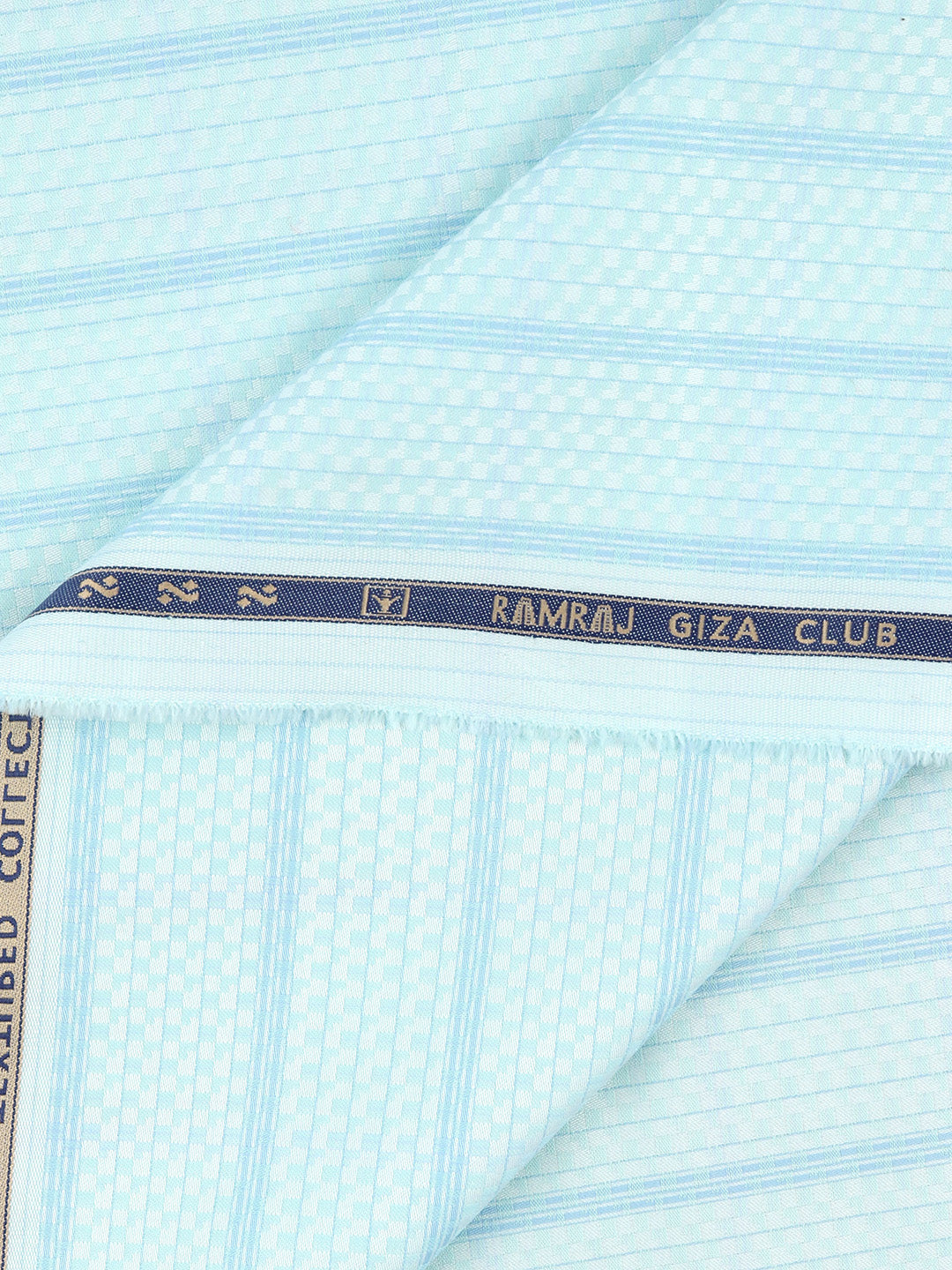 100% Giza Cotton Self Design Sky Blue Shirt Fabric Casino Grand