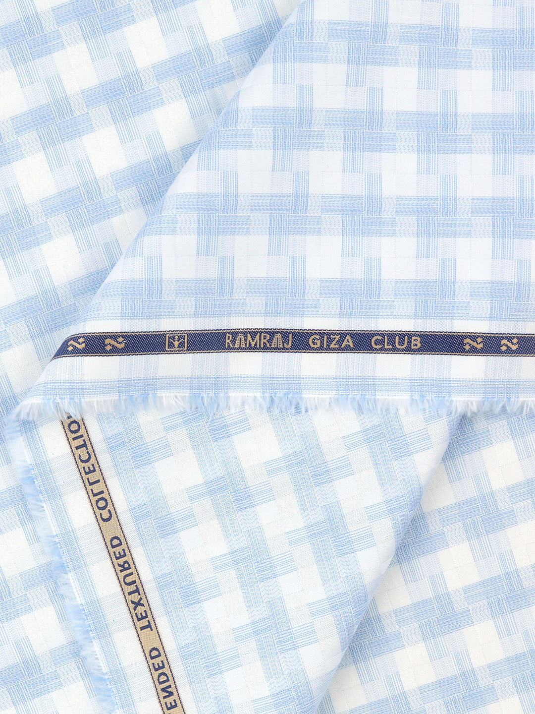 100% Giza Cotton Self Design Blue Shirt Fabric Casino Grand