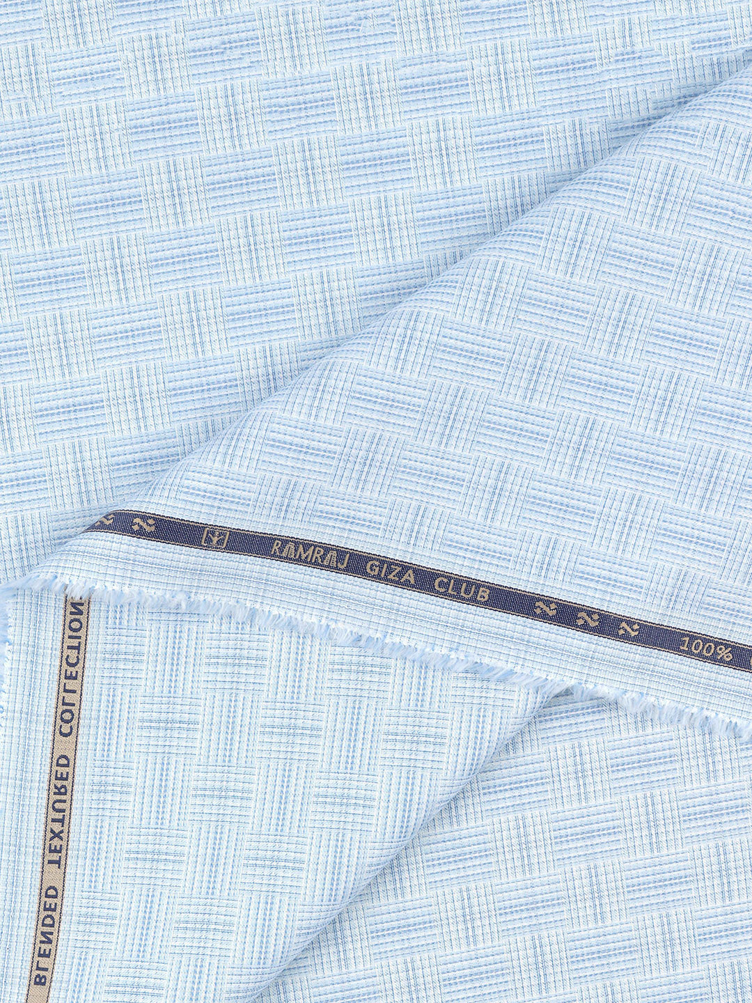 100% Giza Cotton Self Design Blue Shirt Fabric Casino Grand