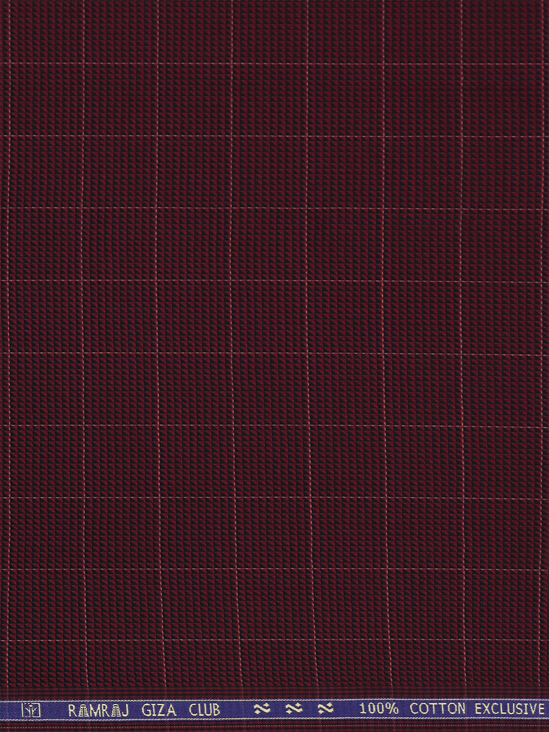 Men 100%Cotton Self Design Shirt Fabric Maroon Casino Grand