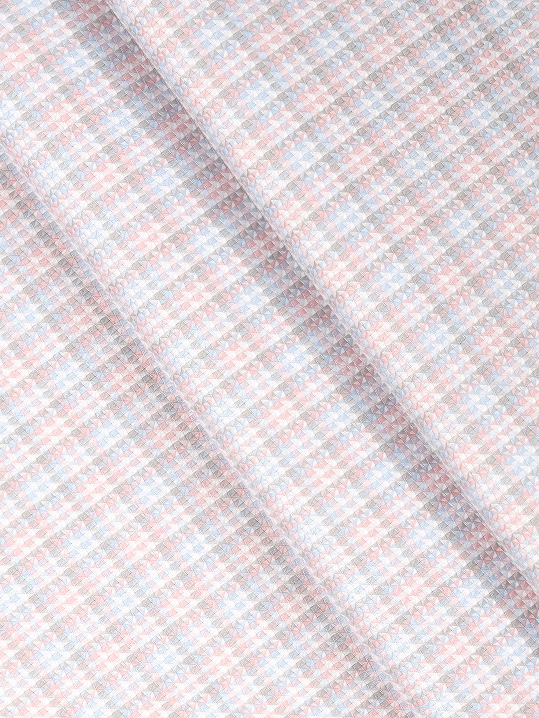 Men 100% Giza Cotton Checked Pink with Blue Shirt Fabric Casino Grand