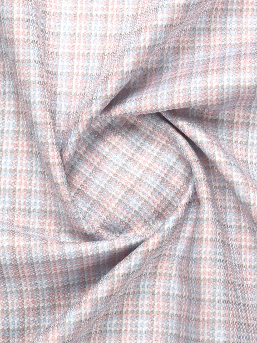 Men 100% Giza Cotton Checked Pink with Blue Shirt Fabric Casino Grand