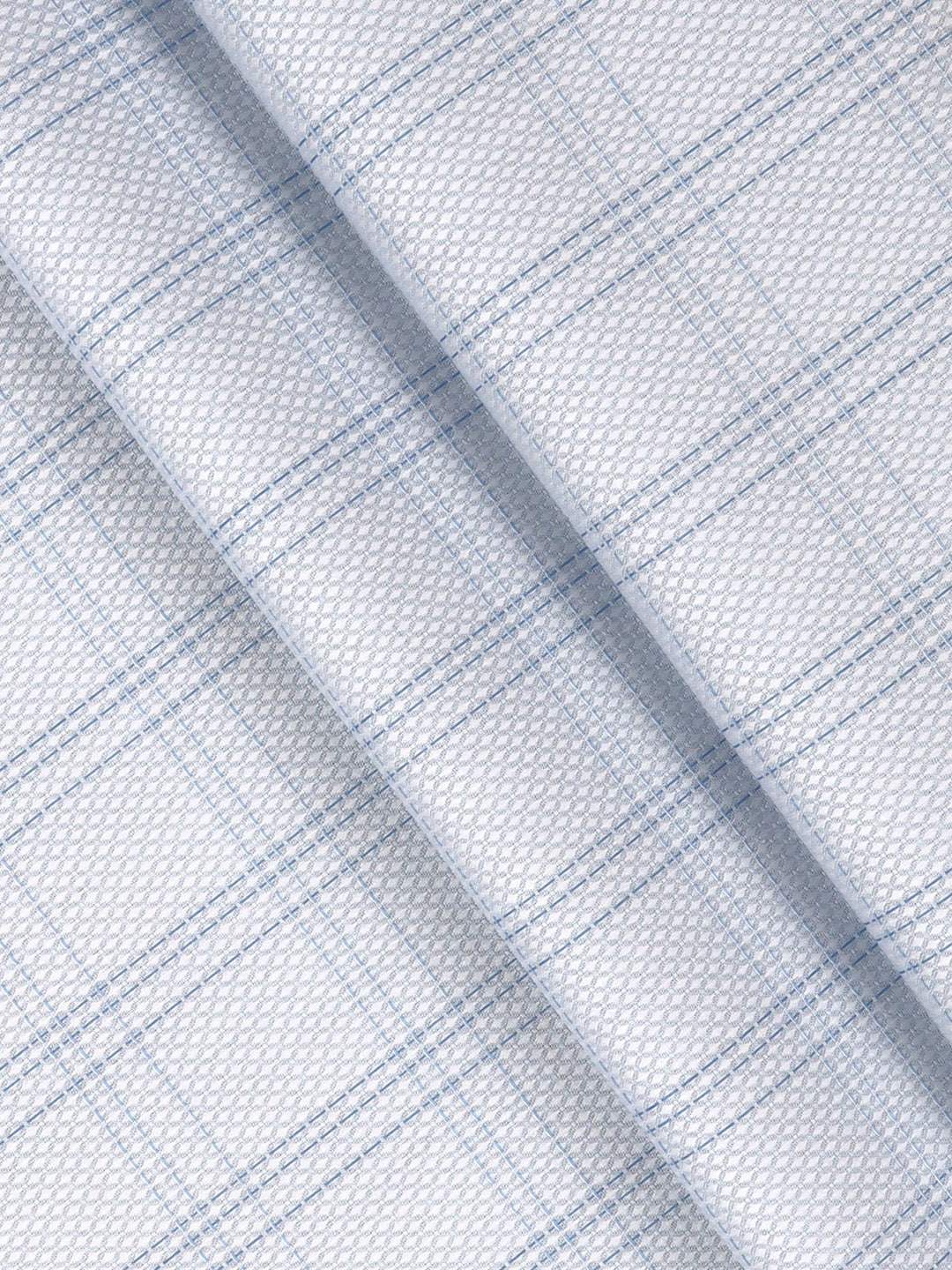 Men 100% Giza Cotton Checked Blue Shirt Fabric Casino Grand