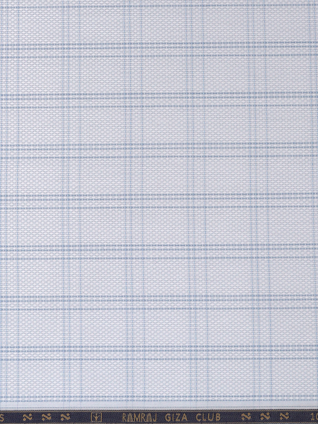 Men 100% Giza Cotton Checked Blue Shirt Fabric Casino Grand