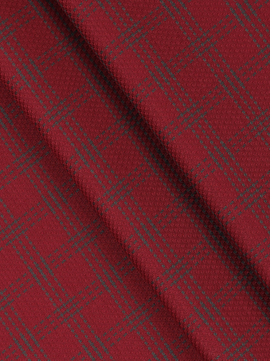Men 100% Giza Cotton Checked Red Shirt Fabric Casino Grand