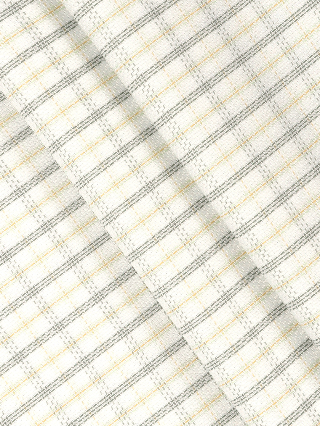 Men 100% Giza Cotton Checked White with Green Shirt Fabric Casino Grand