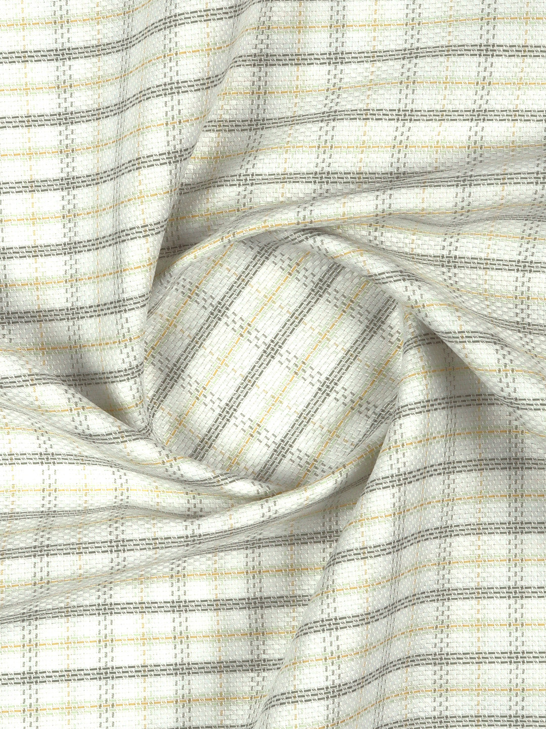 Men 100% Giza Cotton Checked White with Green Shirt Fabric Casino Grand