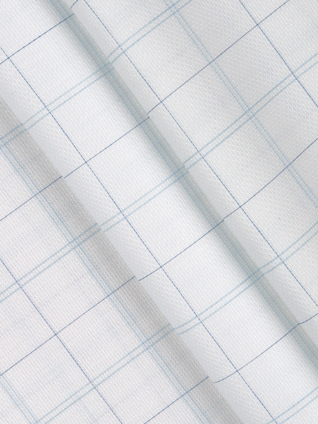 Men 100% Giza Cotton Checked White with Blue Shirt Fabric Casino Grand