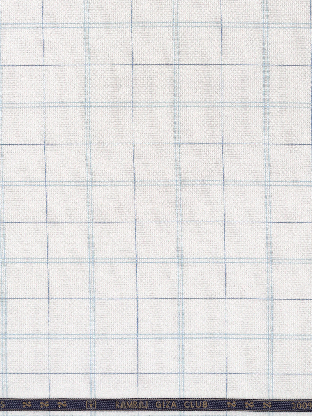 Men 100% Giza Cotton Checked White with Blue Shirt Fabric Casino Grand