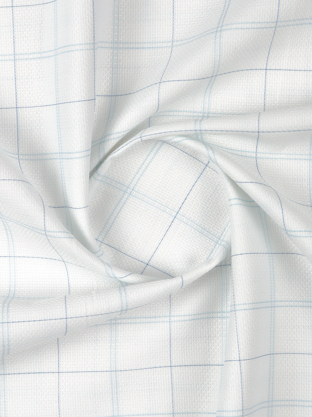Men 100% Giza Cotton Checked White with Blue Shirt Fabric Casino Grand