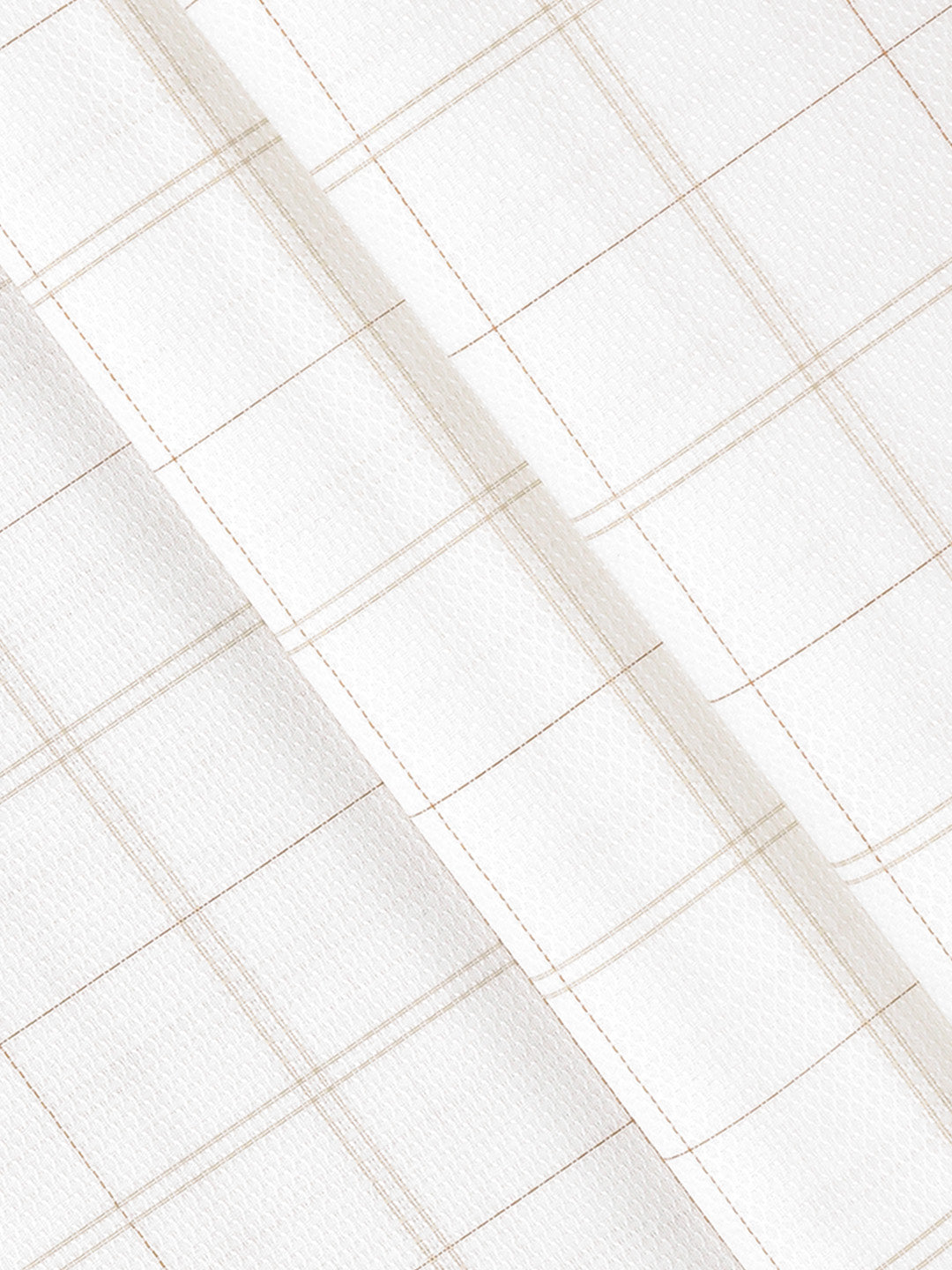 Men 100% Giza Cotton Checked White with Brown Shirt Fabric Casino Grand