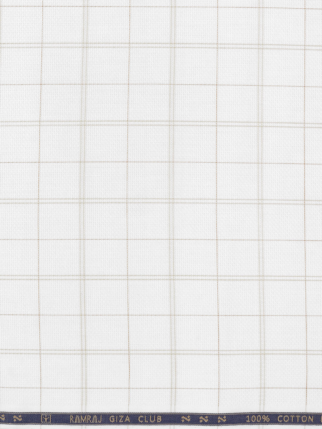 Men 100% Giza Cotton Checked White with Brown Shirt Fabric Casino Grand