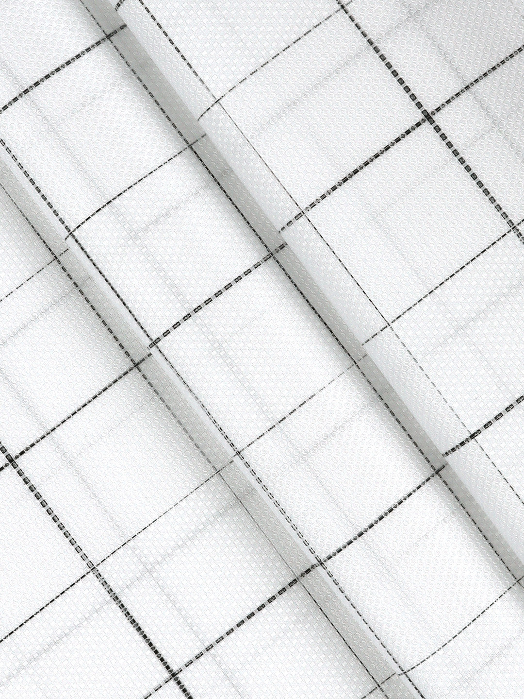 Men 100% Giza Cotton Checked White Shirt Fabric Casino Grand