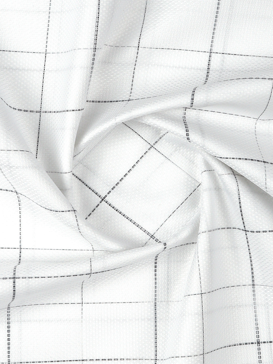 Men 100% Giza Cotton Checked White Shirt Fabric Casino Grand