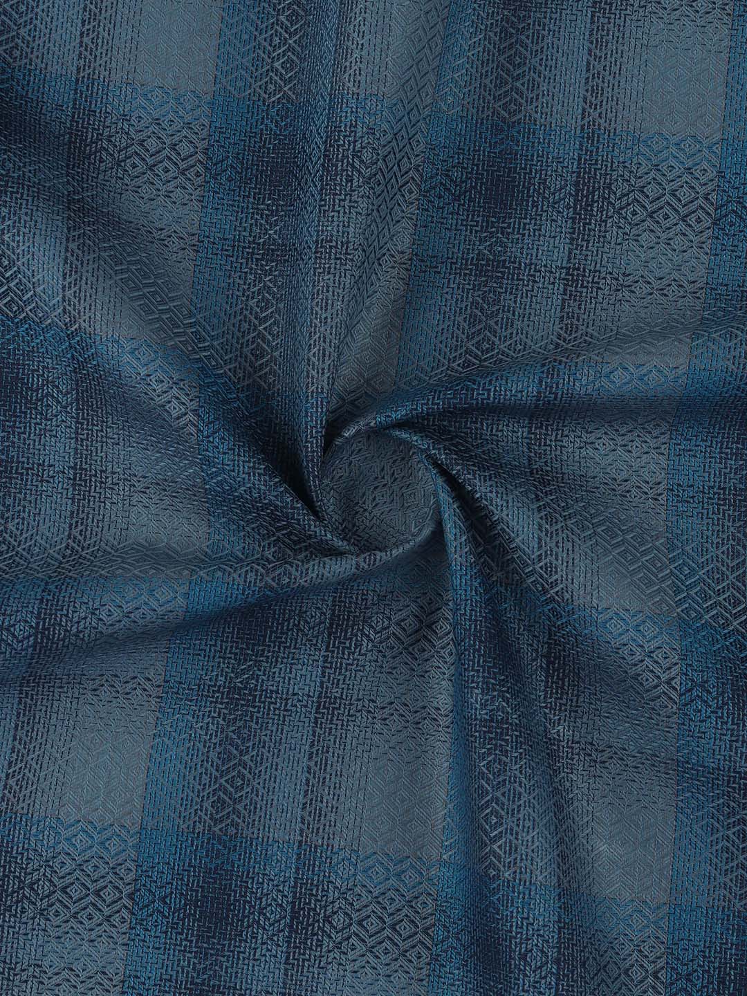 Men 100% Giza Cotton Self Design Blue Shirt Fabric Casino Grand