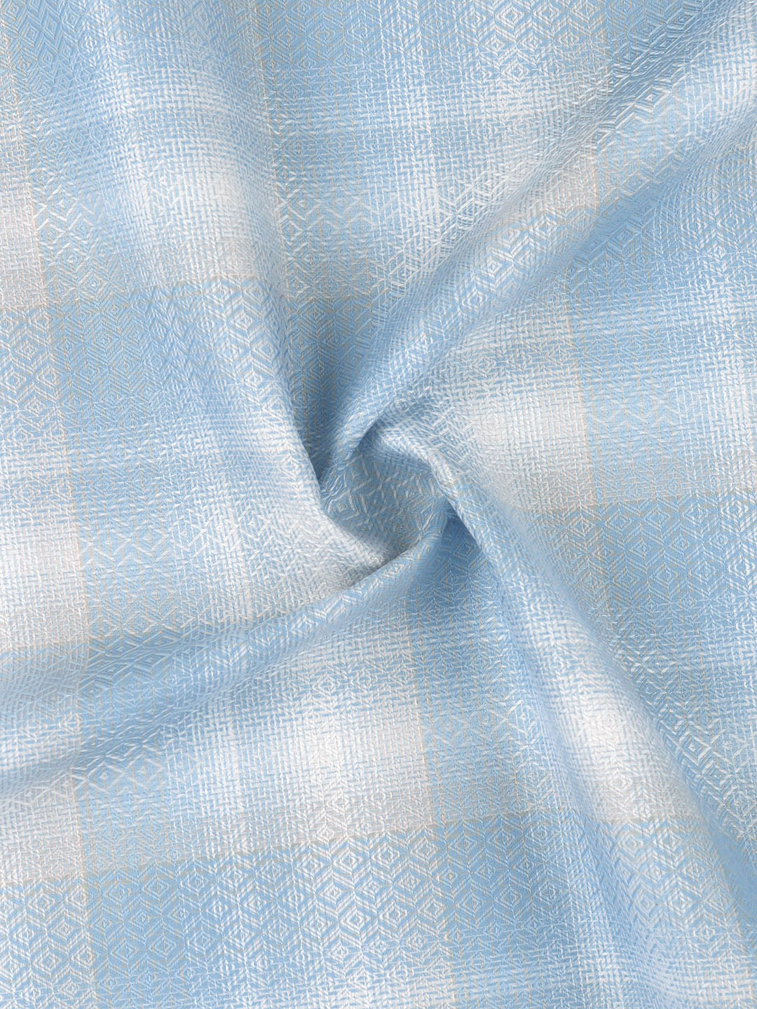 Men 100% Giza Cotton Self Design Sky Blue Shirt Fabric Casino Grand