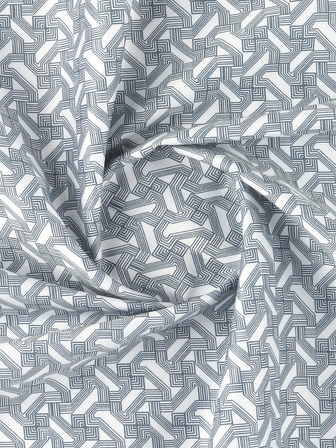 Men Cotton Blend Printed Shirt Fabric Grey Alpha