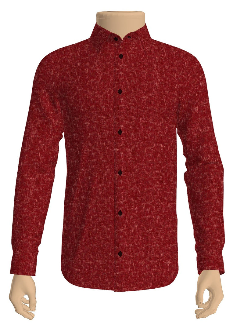 100% Cotton Maroon All-over Print Shirt Fabric Alpha