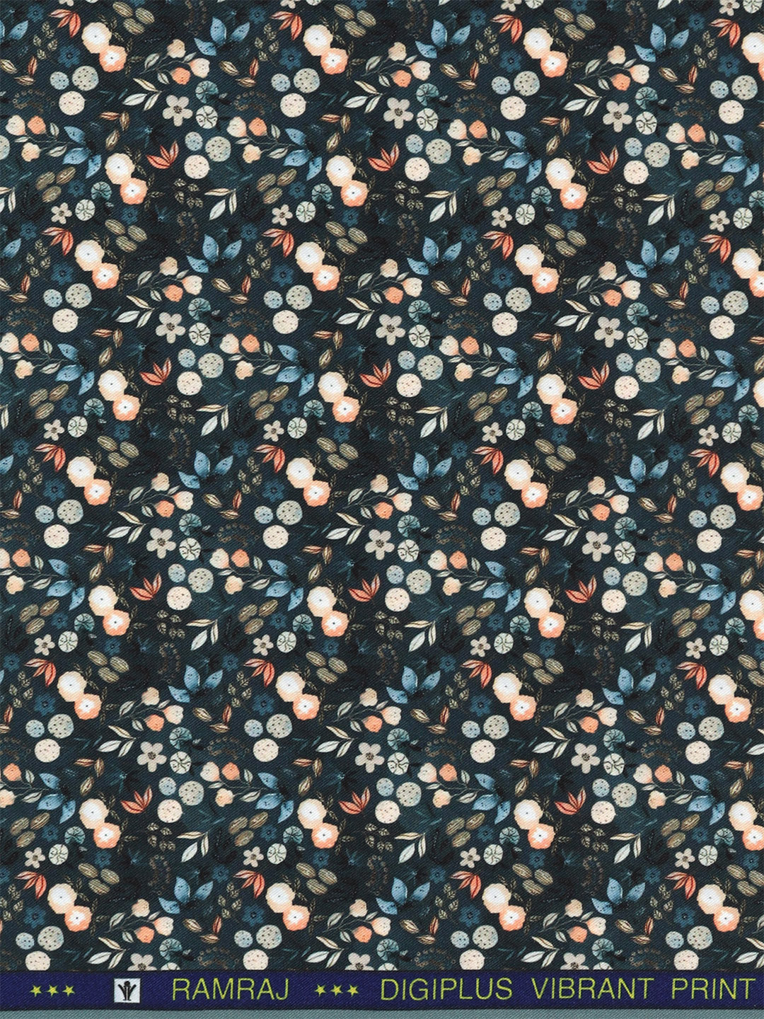 Men Cotton Rich Dark Bluish Green Printed Shirt Fabric Oslo Print