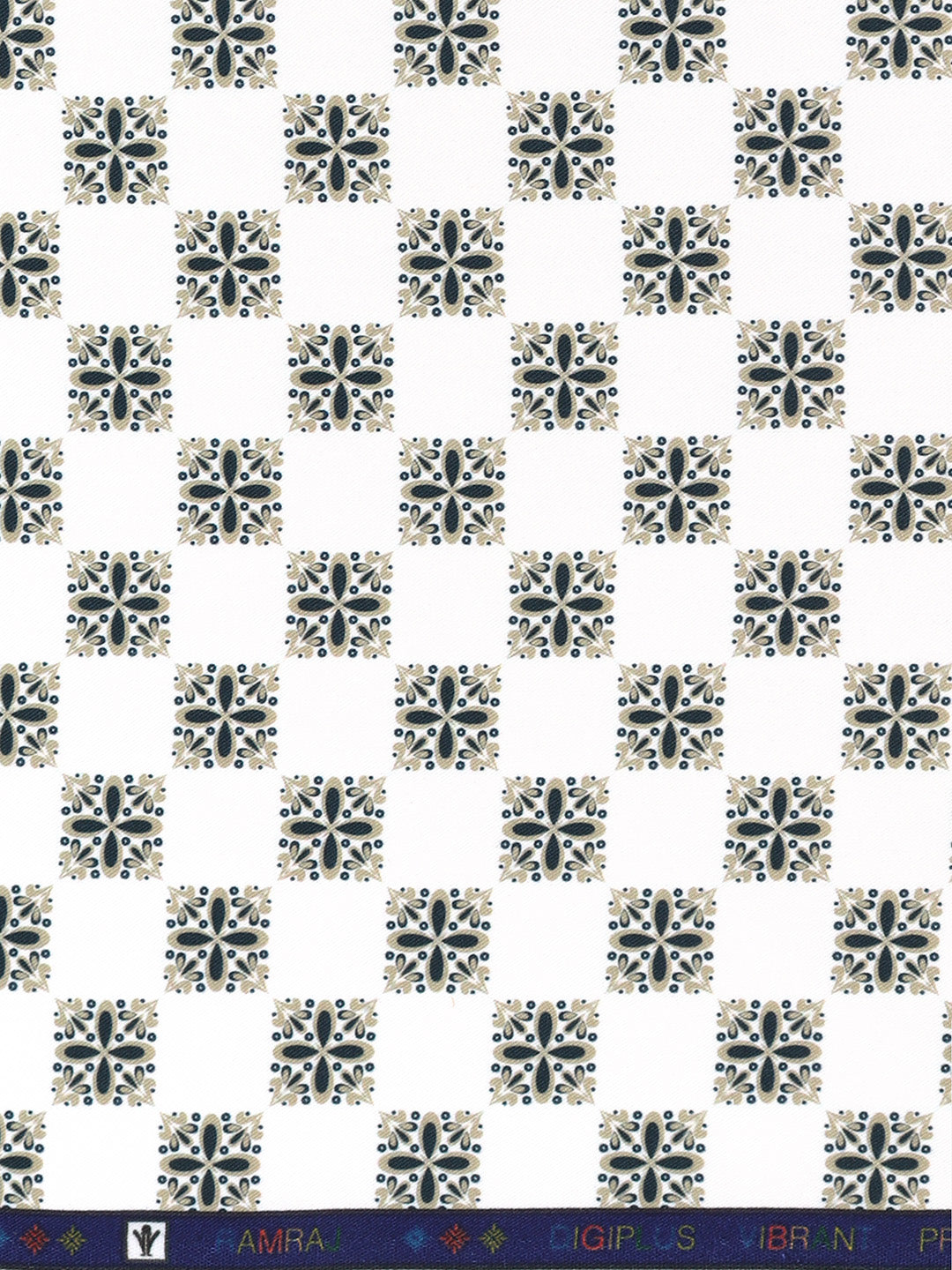 Men Cotton Rich White Printed Shirt Fabric Oslo Print