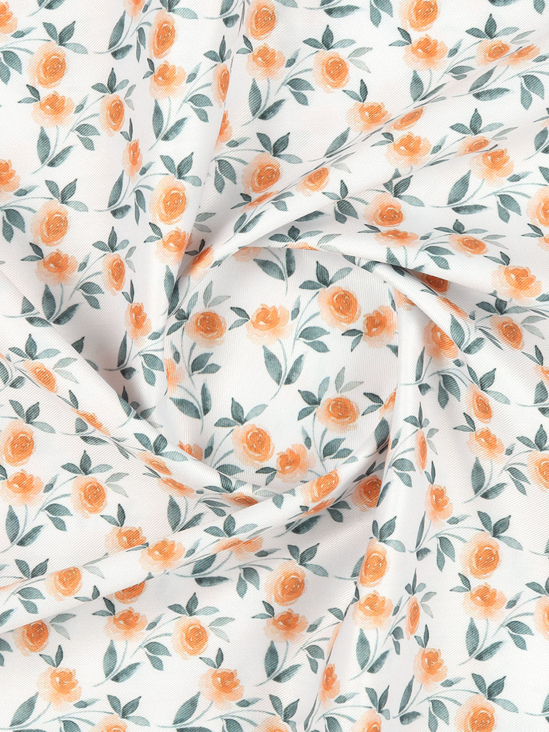 Men Cotton Rich White with Orange Printed Shirt Fabric Oslo Print