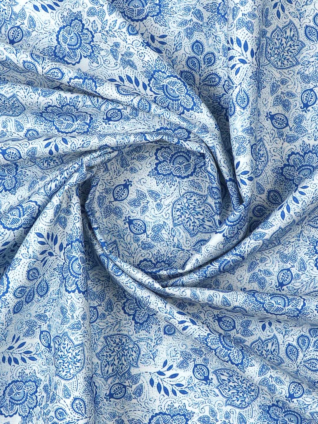 Mens 100% Cotton Printed Blue Shirt Fabric Oslo