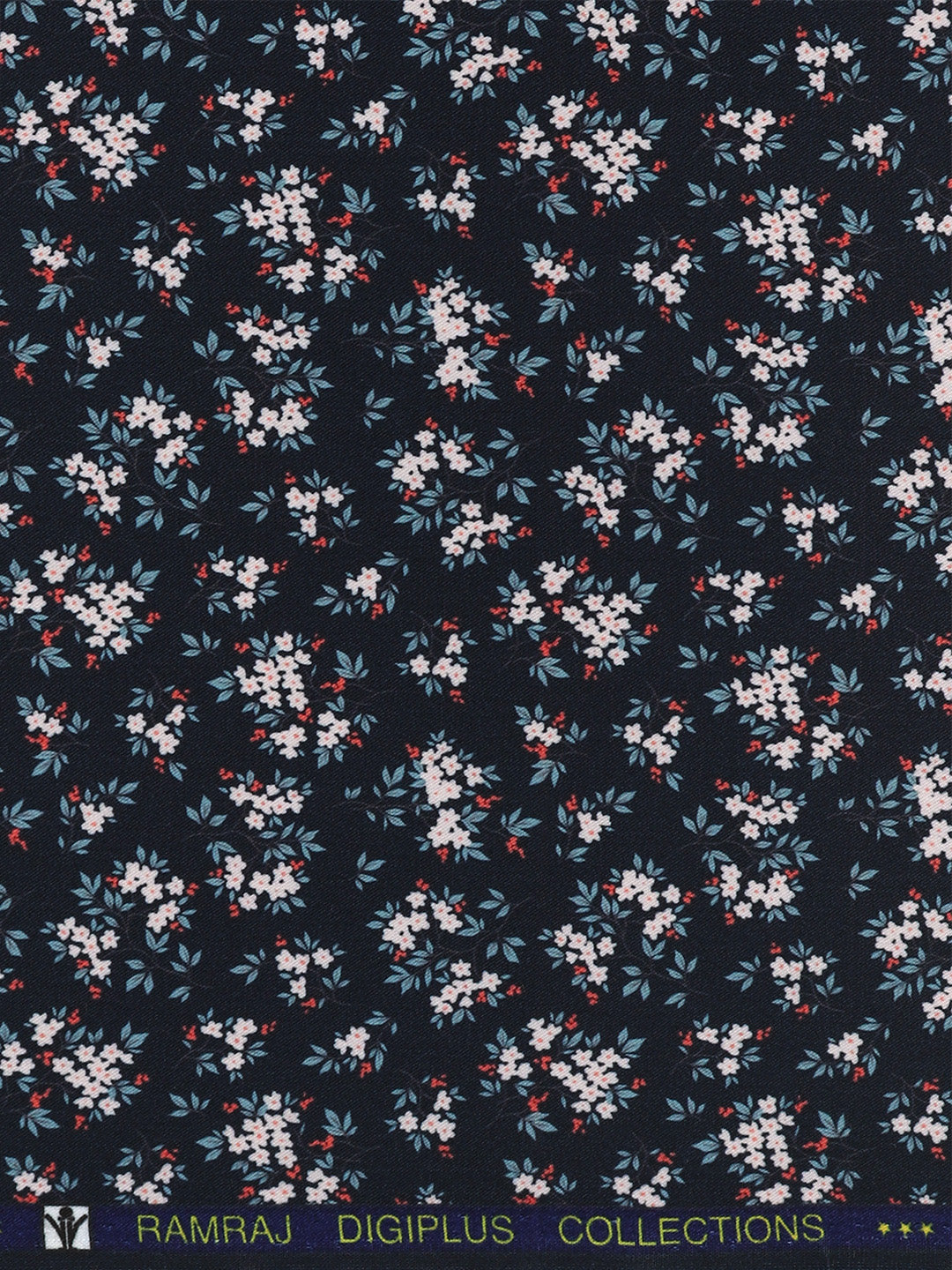 Men Cotton Rich Navy Printed Shirt Fabric Oslo Print