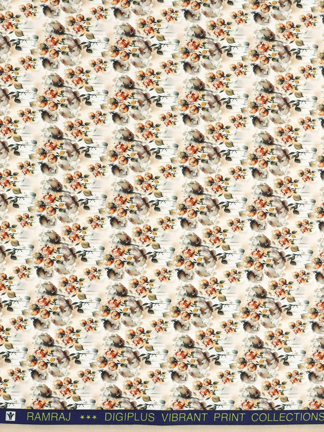 Men Cotton Rich Light Orange Printed Shirt Fabric Oslo Print