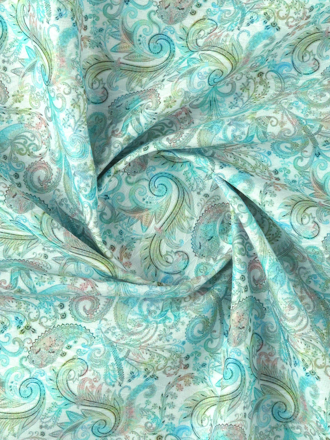 Men Cotton Rich Printed Shirt Fabric Blue with Green Oslo Print