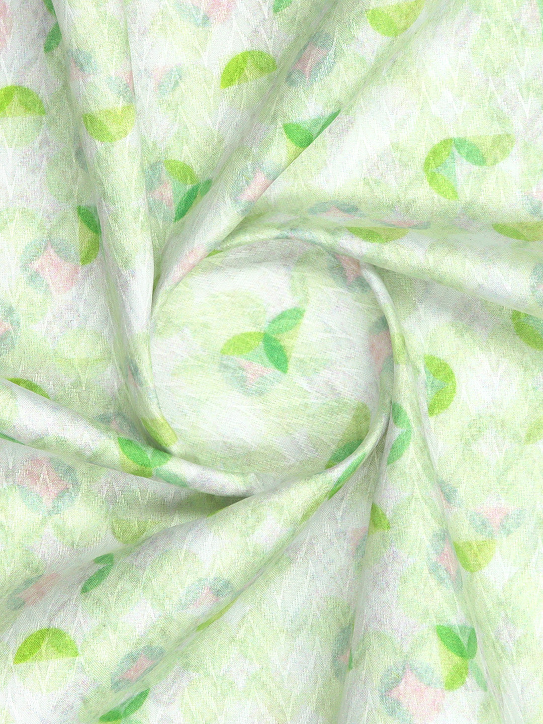 Men Cotton Rich Printed Shirt Fabric Green with White Oslo Print