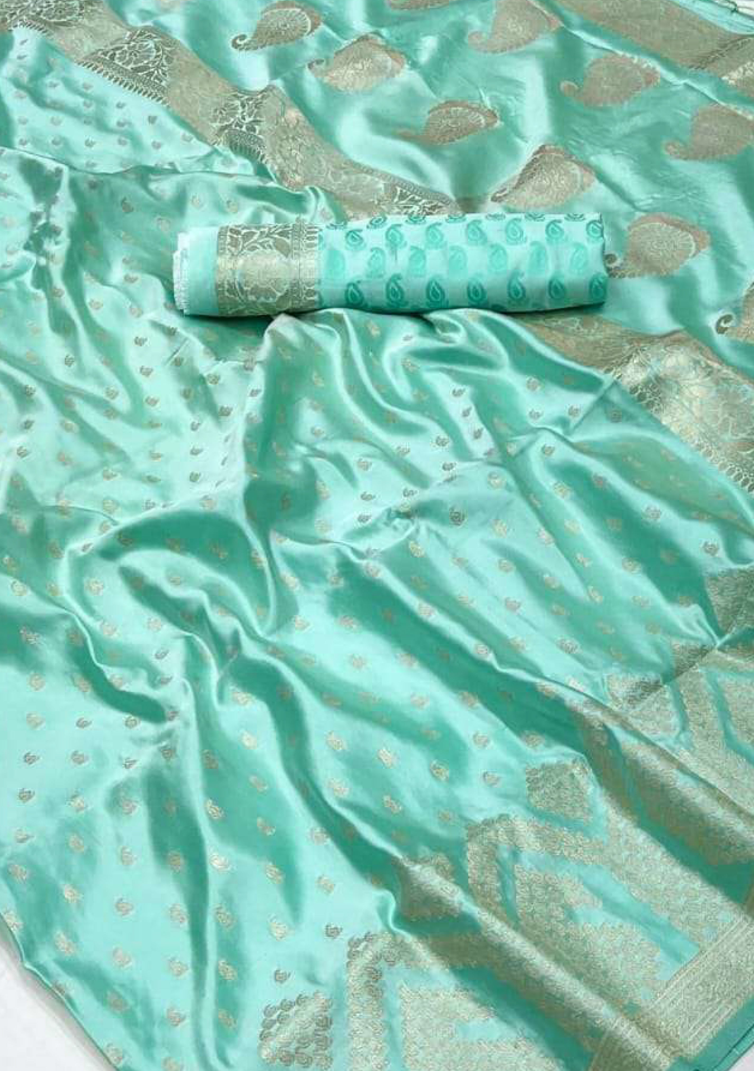 Women Stylish Semi Silk Sky Blue Saree with Silver Jari Border SS78-Design view