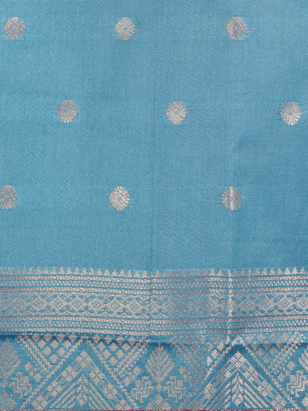 Women Soft Silk Turquoise With Dark Blue SS444