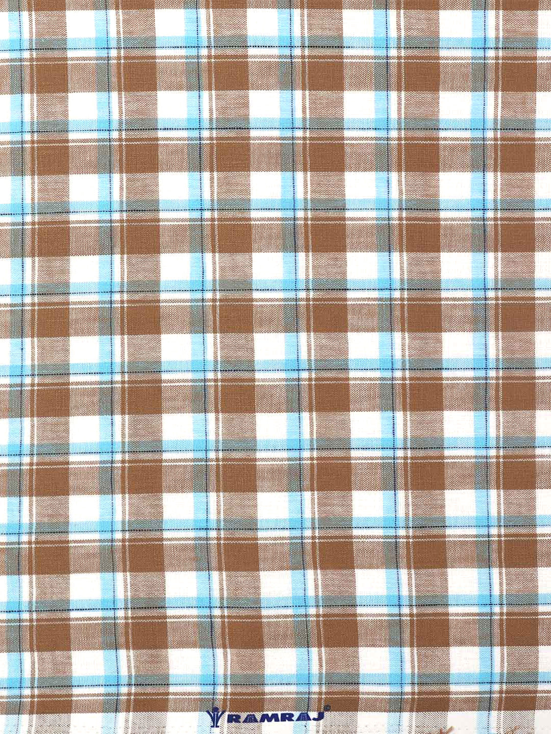Cotton Blue with Green Checked Shirt Fabric Infinity-Zoom alternative view