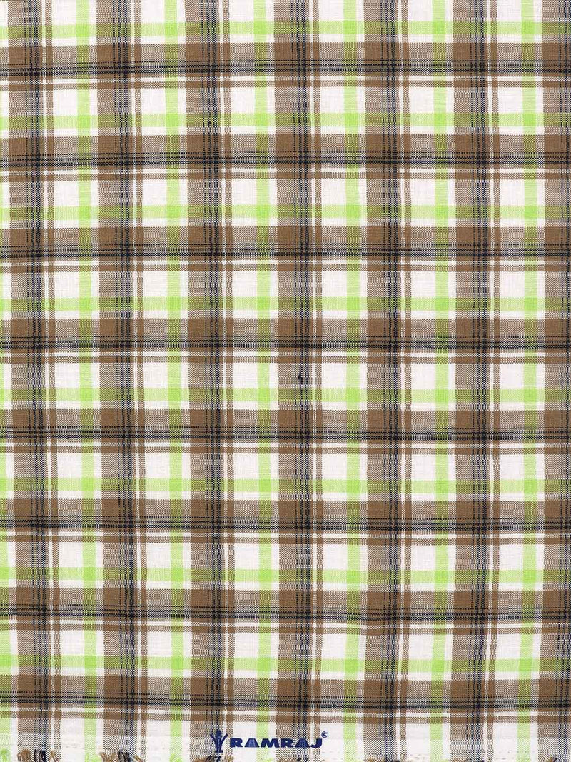 Cotton Brown with Green Check Shirt Fabric Infinity