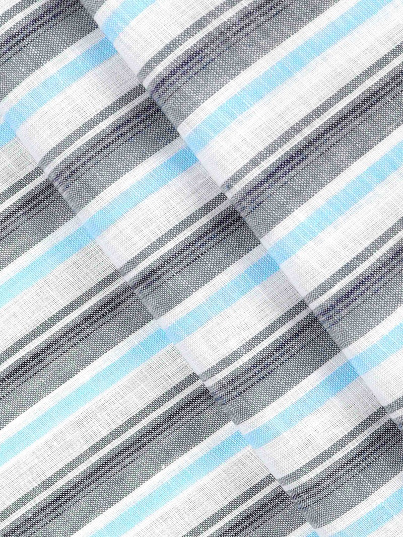 Cotton Grey with Light Blue Striped Shirt Fabric Infinity