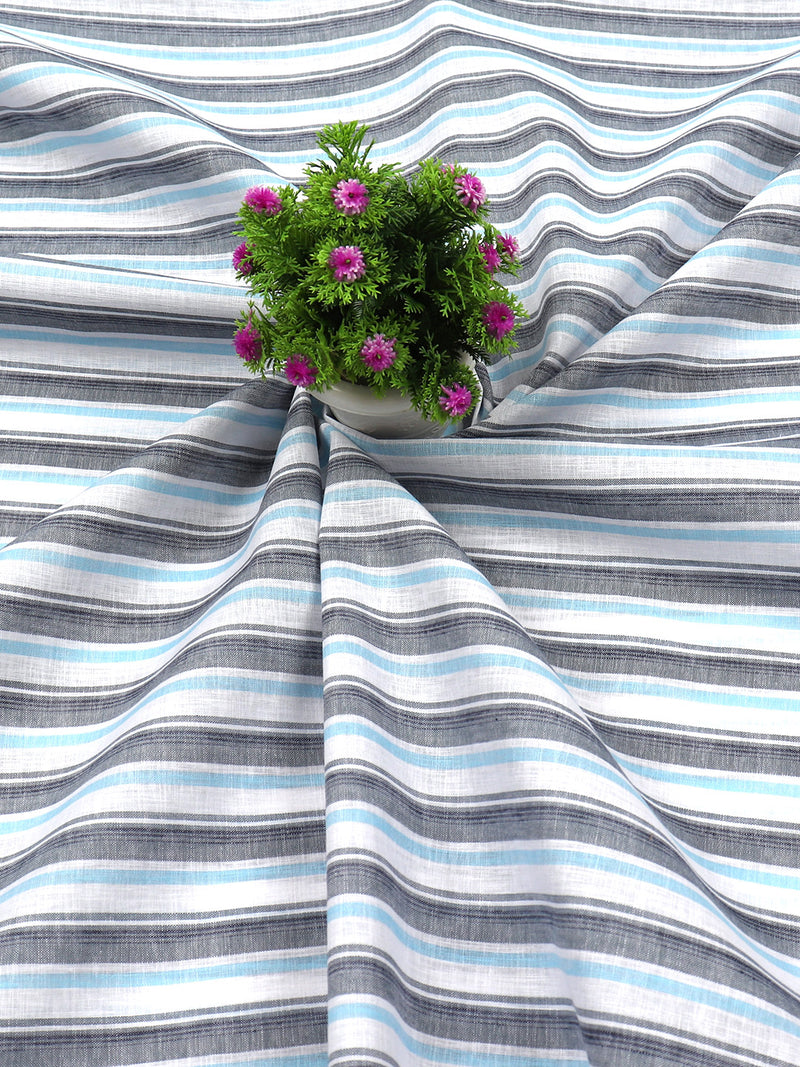 Cotton Grey with Light Blue Striped Shirt Fabric Infinity