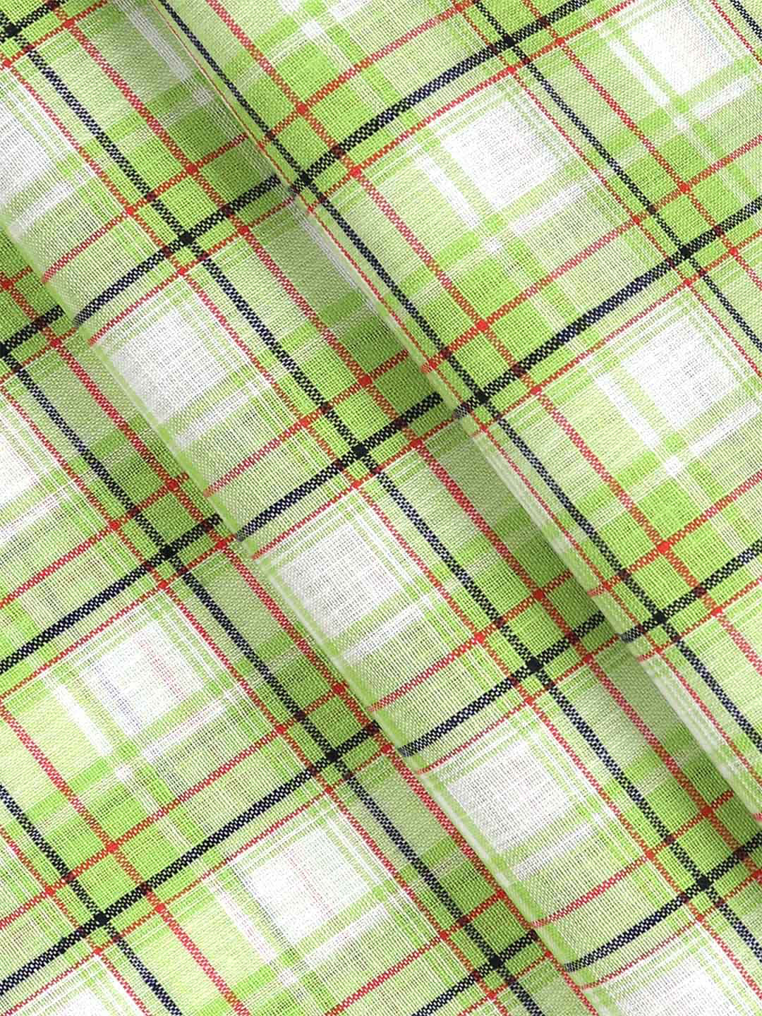 Cotton Green with White Checked Shirt Fabric Infinity
