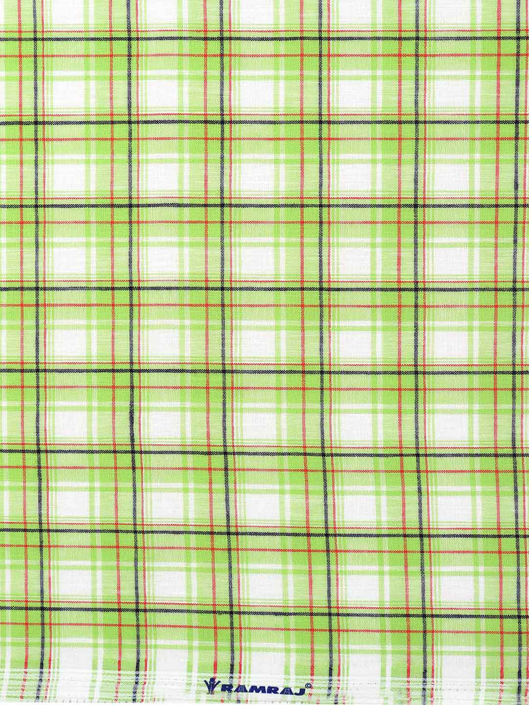 Cotton Green with White Checked Shirt Fabric Infinity-Zoom view