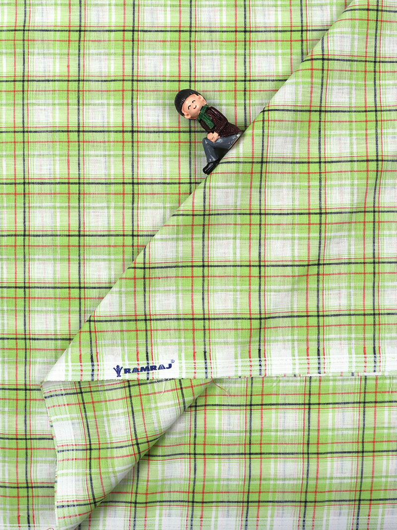 Cotton Green with White Checked Shirt Fabric Infinity