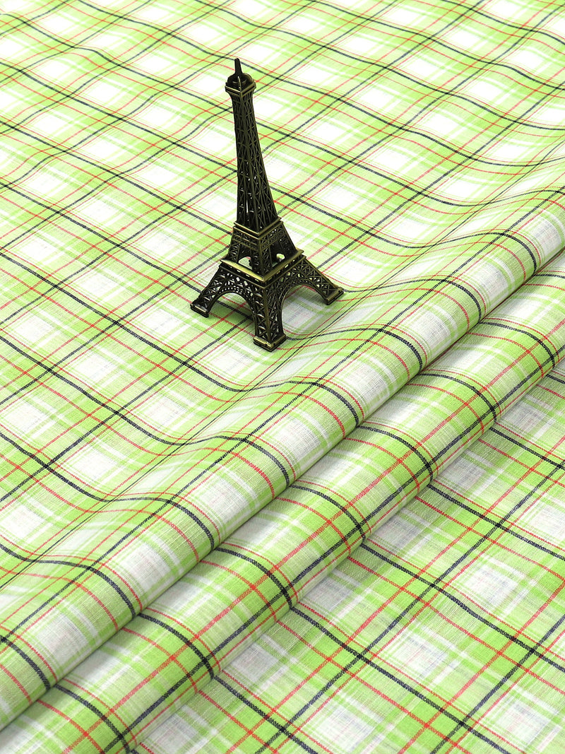 Cotton Green with White Checked Shirt Fabric Infinity