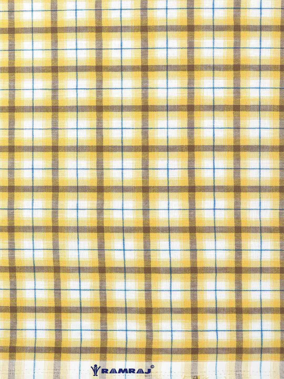 Cotton Yellow Check Shirt Fabric Infinity-Zoom view