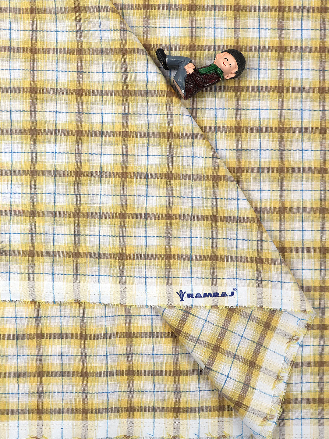 Cotton Yellow Check Shirt Fabric Infinity-Double side view