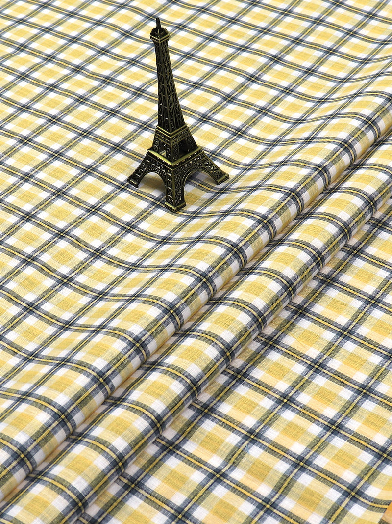 Cotton Yellow with White Checked Shirt Fabric Infinity