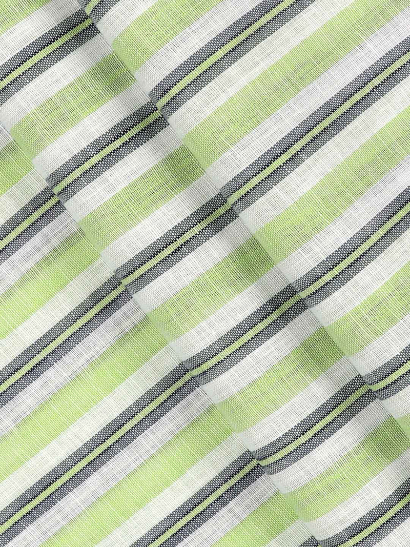 Cotton Green with White Striped Shirt Fabric Infinity