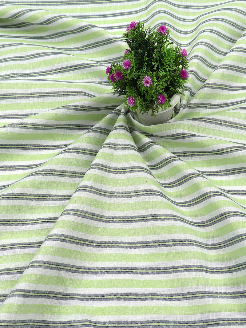 Cotton Green with White Striped Shirt Fabric Infinity