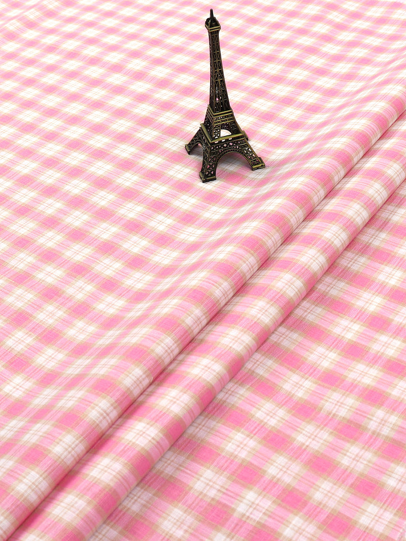 Cotton Pink with Sandal Checked Shirt Fabric Infinity