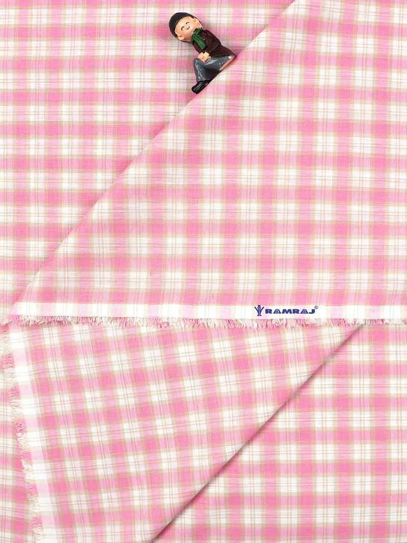 Cotton Pink with Sandal Checked Shirt Fabric Infinity